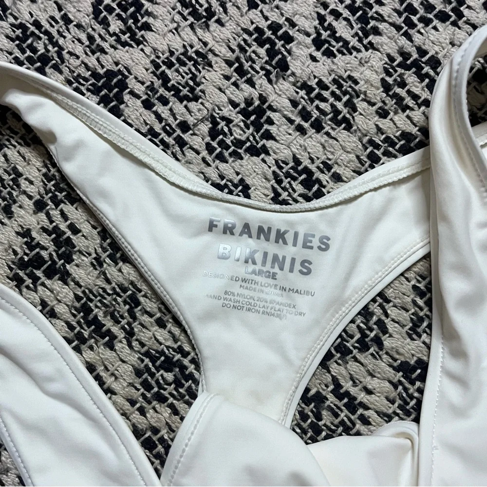 New Frankies Bikinis Full Moon Micro Bikini Bottom in White Size Large